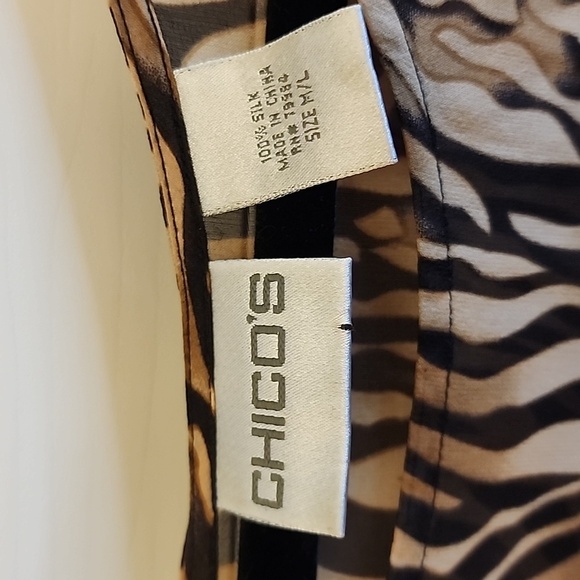 Chico's 100% Silk Sheer Animal/Tiger Print Ponch Size M/L - Picture 2 of 6